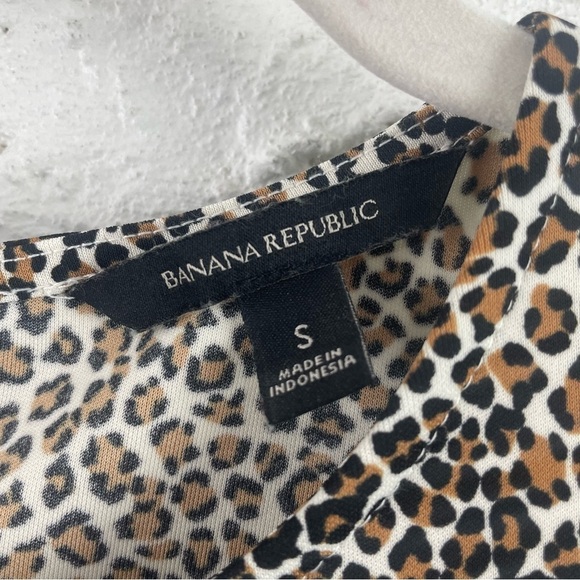 Banana Republic Long Sleeve Midi Dress Leopard Print Stretch Knit Front Slit S - Picture 13 of 16